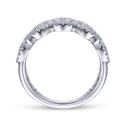 14K White Gold Diamond Cluster Oval Station Ring