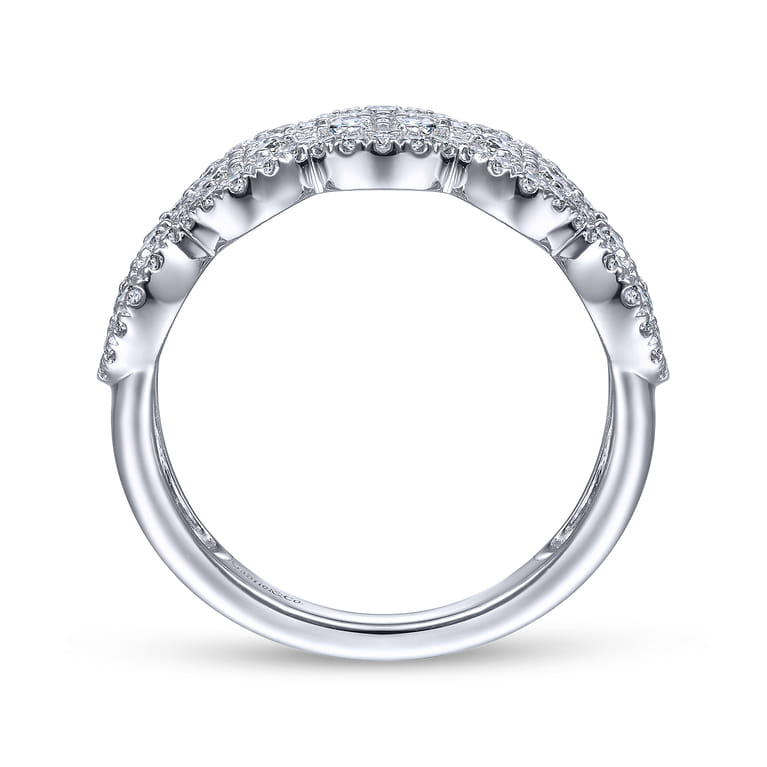 14K White Gold Diamond Cluster Oval Station Ring - 0.95 ct - Shot 2
