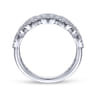 14K White Gold Diamond Cluster Oval Station Ring - 0.95 ct