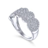 14K White Gold Diamond Cluster Oval Station Ring - 0.95 ct