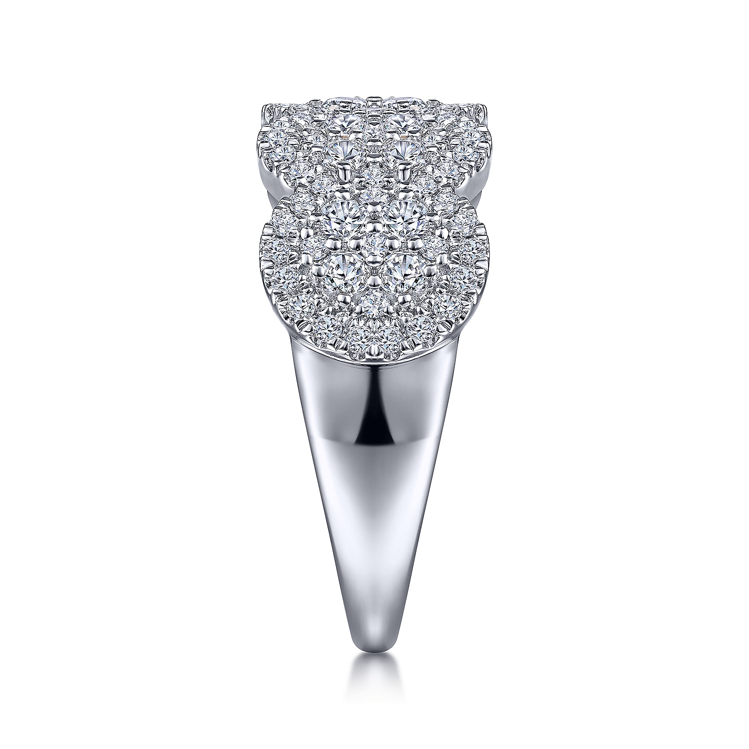 14K White Gold Diamond Cluster Oval Station Ring