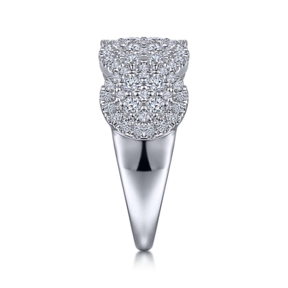 14K White Gold Diamond Cluster Oval Station Ring