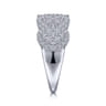 14K White Gold Diamond Cluster Oval Station Ring - 0.95 ct