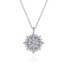 14K White Gold Diamond Cluster Pendant Necklace - 0.4 ct