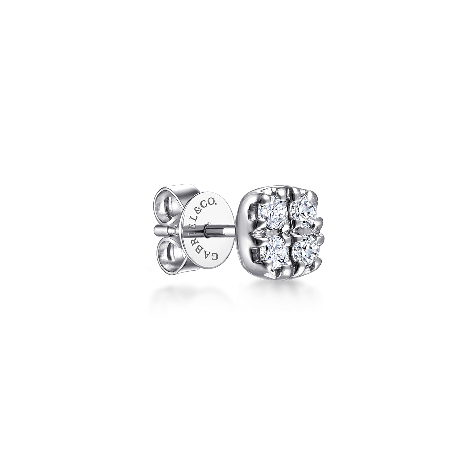 14K White Gold Diamond Cluster Single Stud Earring