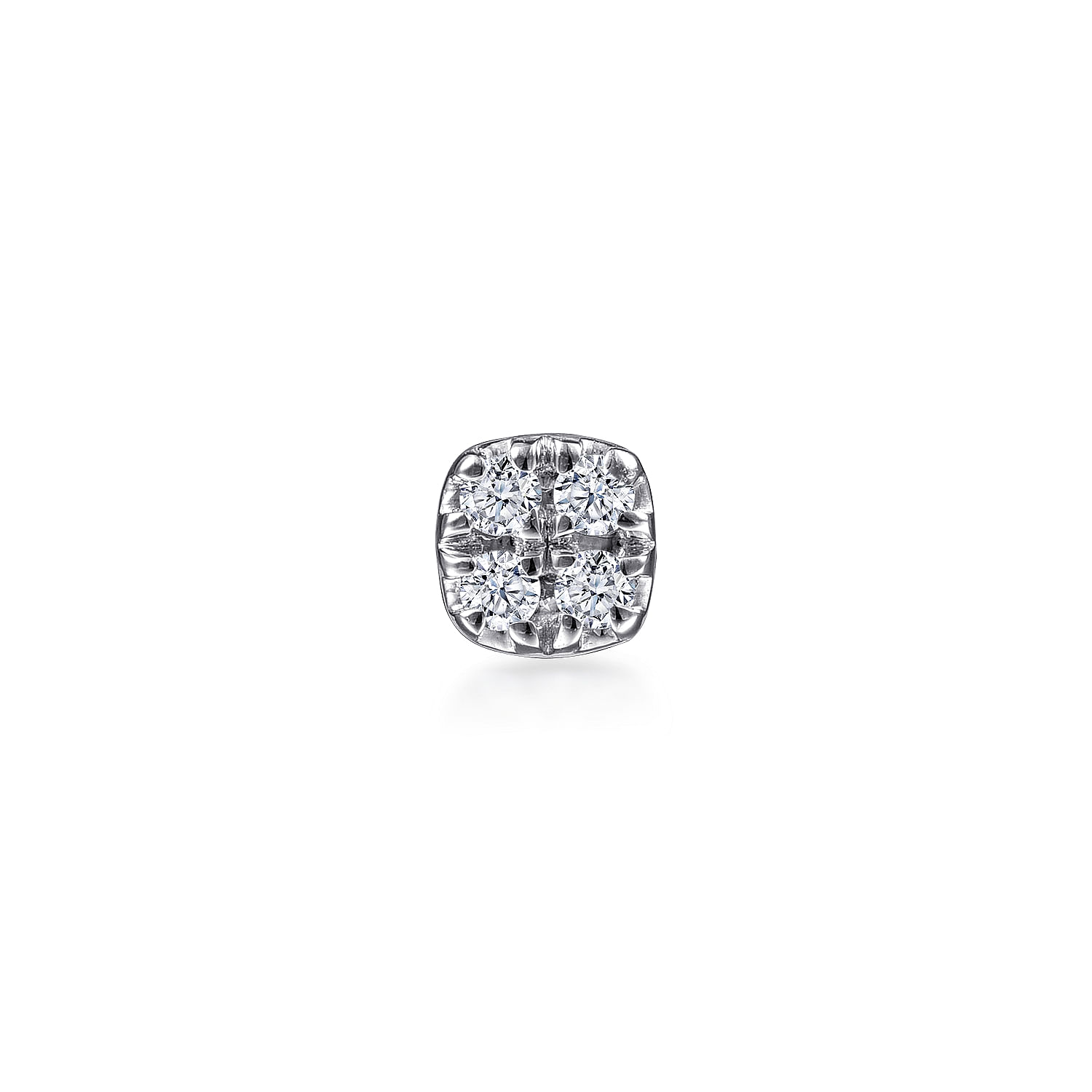 14K White Gold Diamond Cluster Single Stud Earring