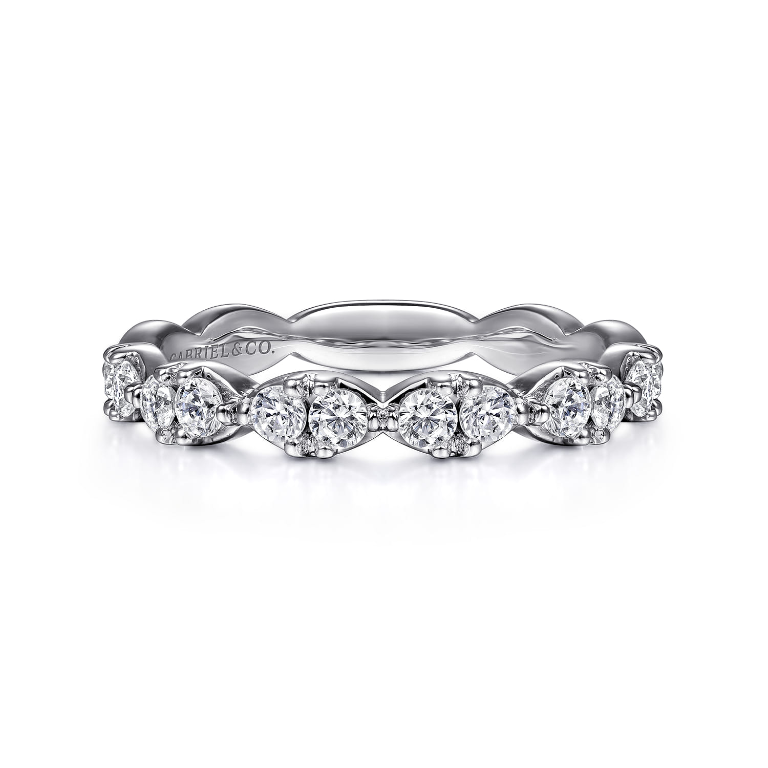 14K White Gold Diamond Cluster Stackable Ring - 0.5 ct - Shot 1
