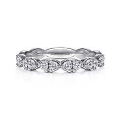 14K White Gold Diamond Cluster Stackable Ring