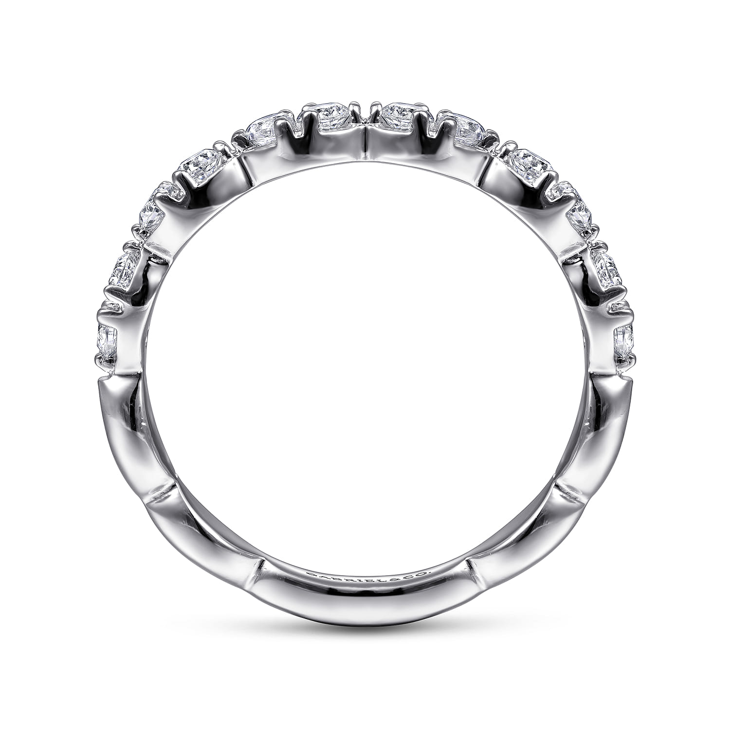 14K White Gold Diamond Cluster Stackable Ring - 0.5 ct - Shot 2