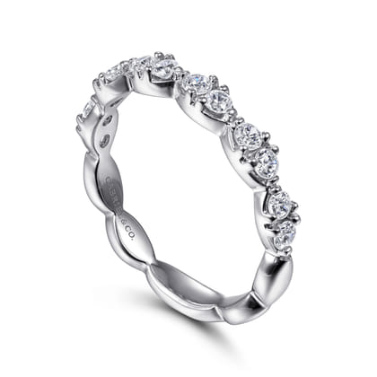 14K White Gold Diamond Cluster Stackable Ring