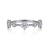 14K White Gold Diamond Cluster Station Ring - 0.4 ct