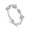 14K White Gold Diamond Cluster Station Ring - 0.4 ct