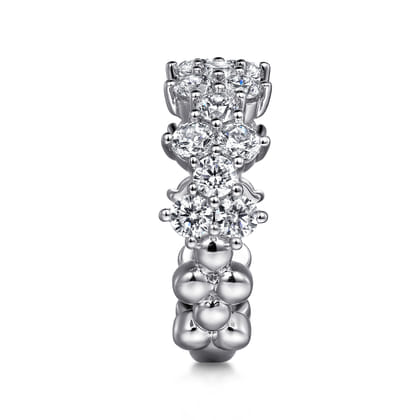 14K White Gold Diamond Cluster Station Ring