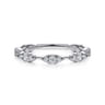 14K White Gold Diamond Cluster Station Stackable Ring - 0.4 ct