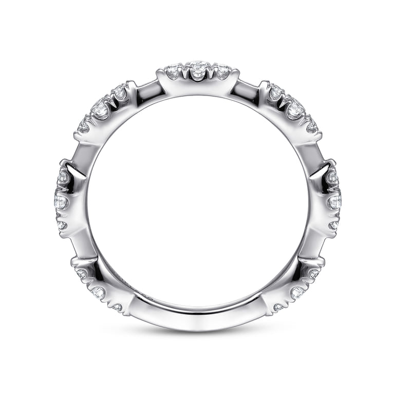 14K White Gold Diamond Cluster Station Stackable Ring - 0.4 ct - Shot 2