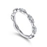 14K White Gold Diamond Cluster Station Stackable Ring - 0.4 ct