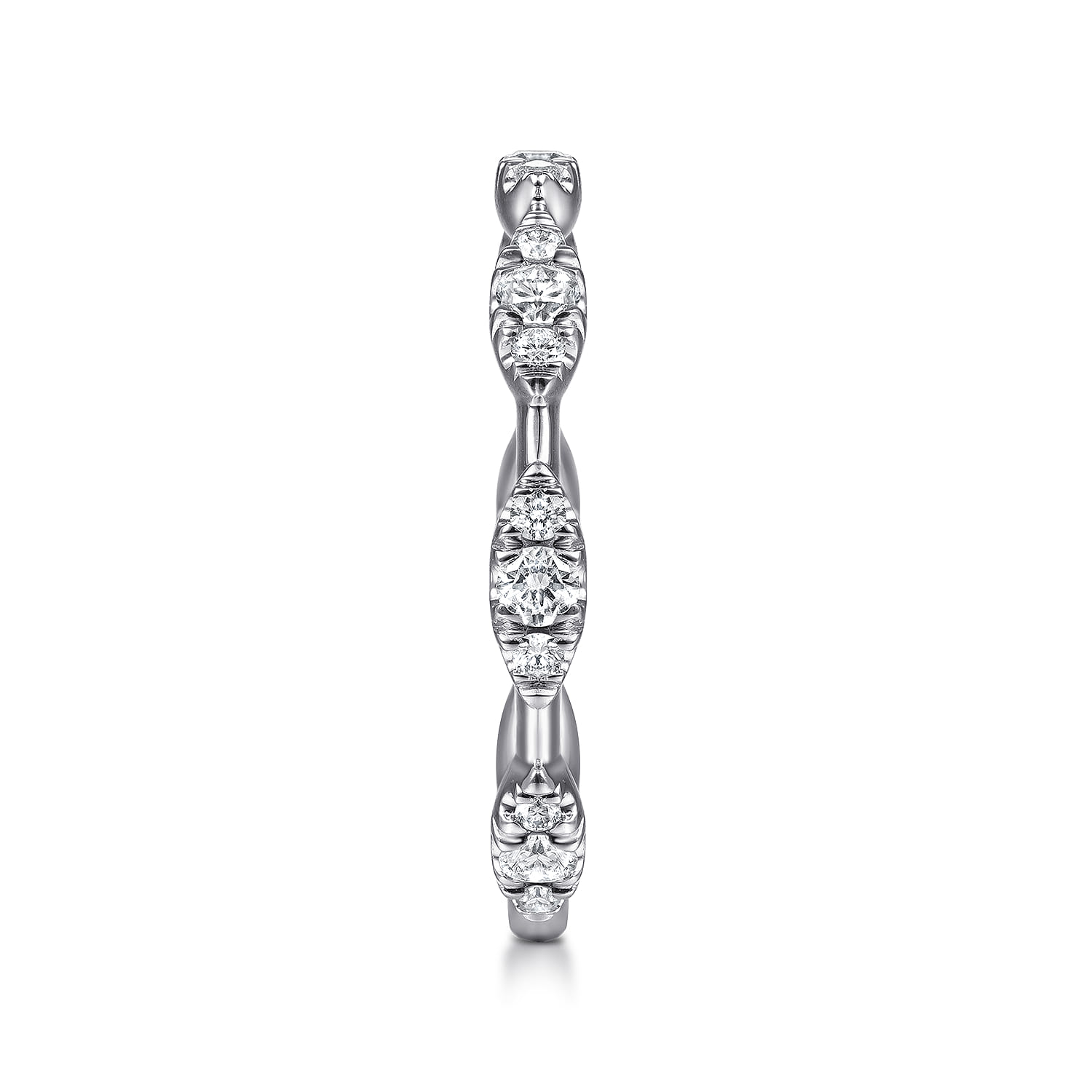 14K White Gold Diamond Cluster Station Stackable Ring - 0.4 ct - Shot 4