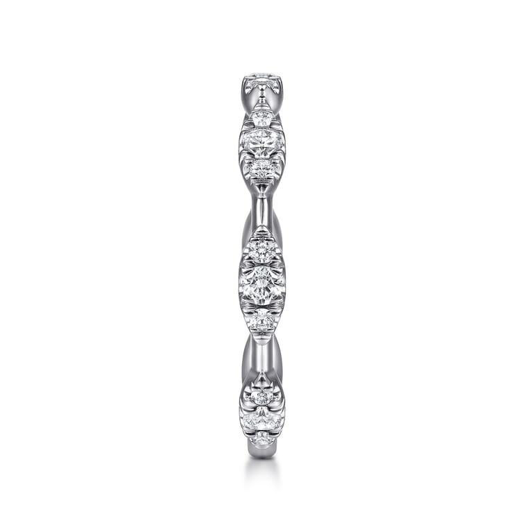 14K White Gold Diamond Cluster Station Stackable Ring - 0.4 ct - Shot 4