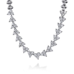 14K White Gold Diamond Cluster Tennis Necklace