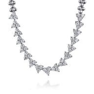 14K White Gold Diamond Cluster Tennis Necklace