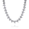 14K White Gold Diamond Cluster Tennis Necklace - 2 ct