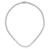 14K White Gold Diamond Cluster Tennis Necklace - 2 ct