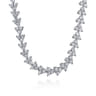 14K White Gold Diamond Cluster Tennis Necklace - 4 ct