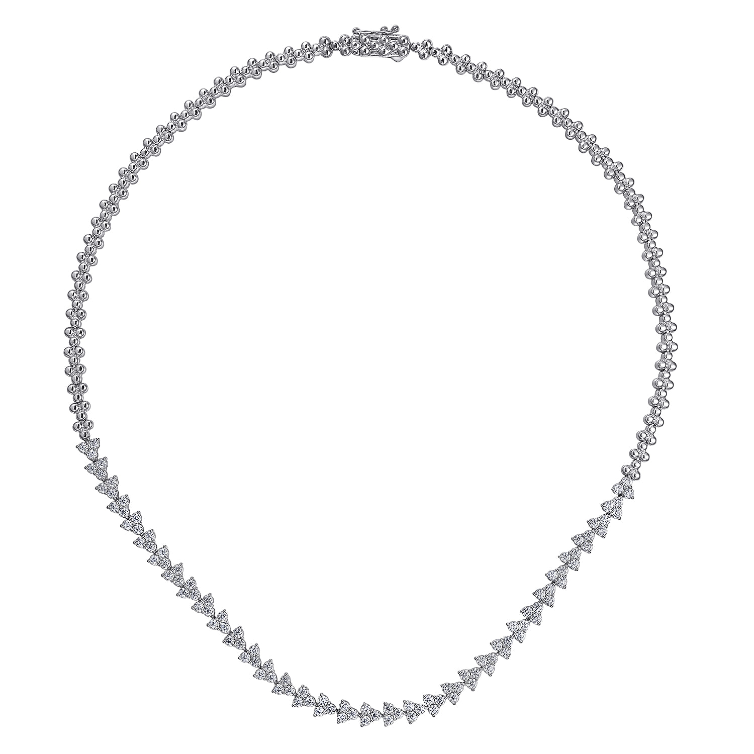 14K White Gold Diamond Cluster Tennis Necklace - 4 ct - Shot 2