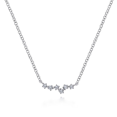 14K White Gold Diamond Constellation Bar Necklace