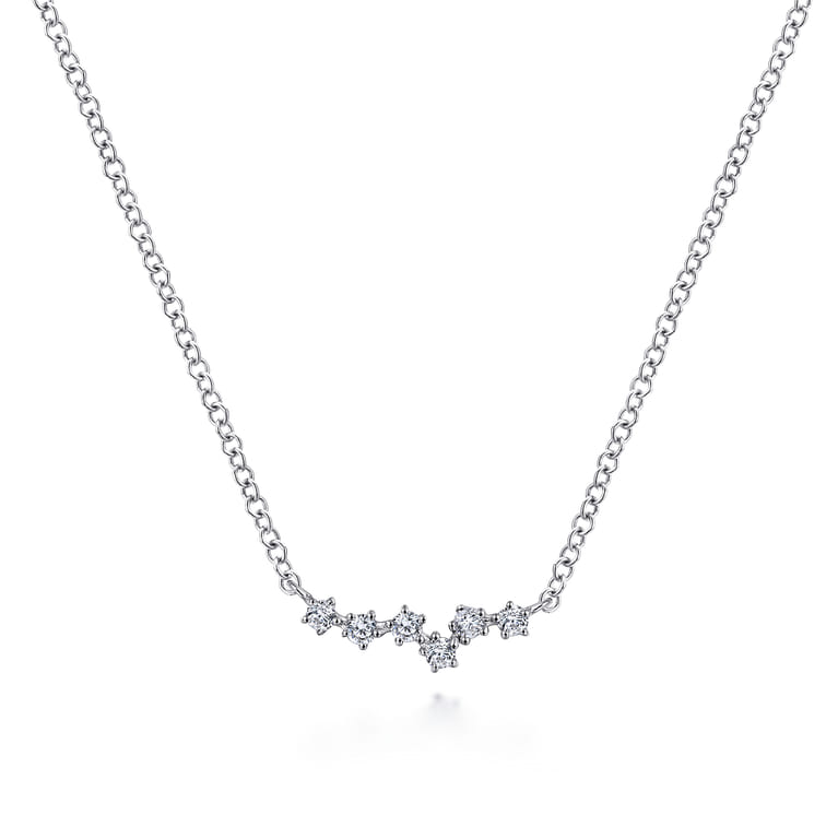 14K White Gold Diamond Constellation Bar Necklace - 0.09 ct - Shot 1