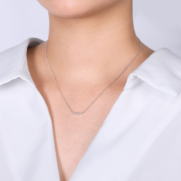 14K White Gold Diamond Constellation Bar Necklace - 0.09 ct - Shot 3