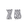 14K White Gold Diamond Criss Cross Huggie Earrings - 0.75 ct