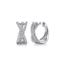 14K White Gold Diamond Criss Cross Huggie Earrings - 0.4 ct