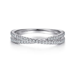14K White Gold Diamond Criss Cross Ring