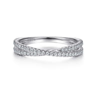 14K White Gold Diamond Criss Cross Ring