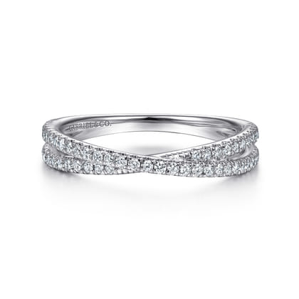 14K White Gold Diamond Criss Cross Ring