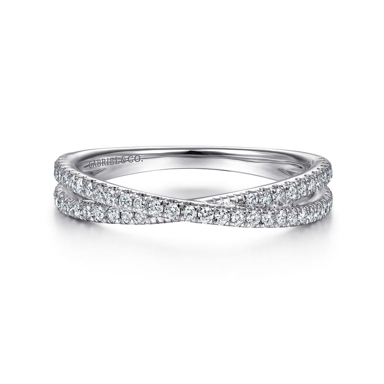 14K White Gold Diamond Criss Cross Ring - 0.3 ct - Shot 1