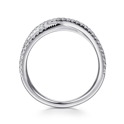 14K White Gold Diamond Criss Cross Ring