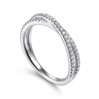 14K White Gold Diamond Criss Cross Ring