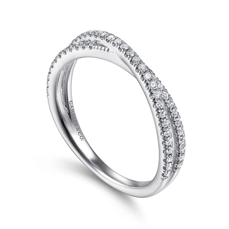 14K White Gold Diamond Criss Cross Ring - 0.3 ct - Shot 3