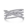 14K White Gold Diamond Criss Cross Ring - 0.5 ct