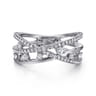 14K White Gold Diamond Criss Cross Ring - 0.5 ct