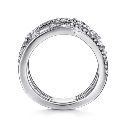 14K White Gold Diamond Criss Cross Ring