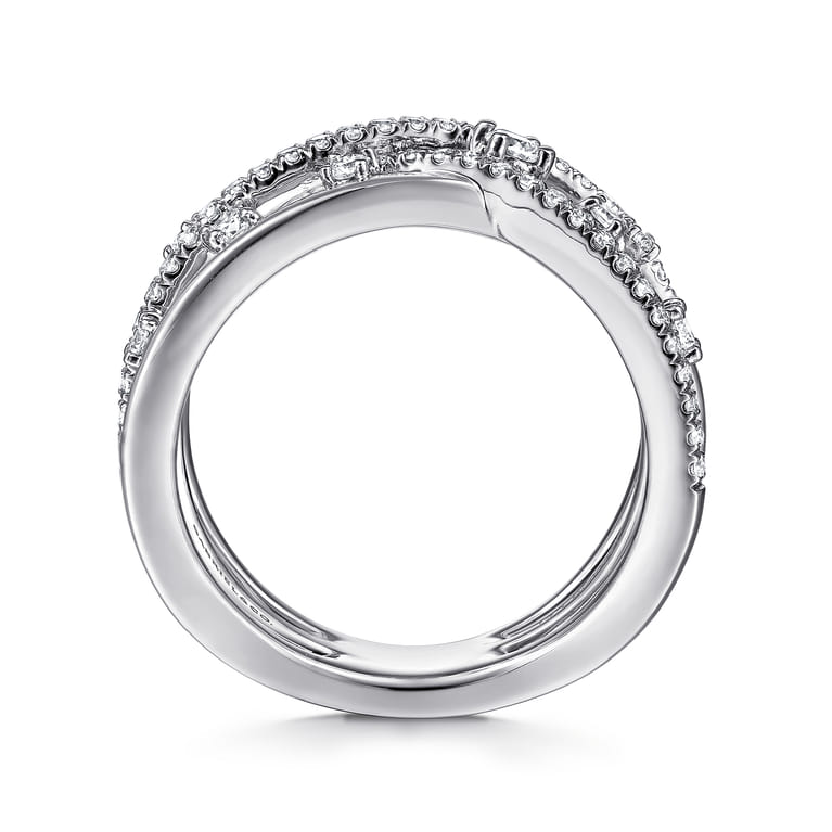 14K White Gold Diamond Criss Cross Ring - 0.5 ct - Shot 2