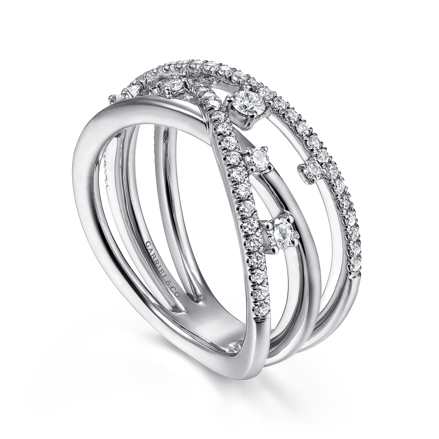 14K White Gold Diamond Criss Cross Ring - 0.5 ct - Shot 3