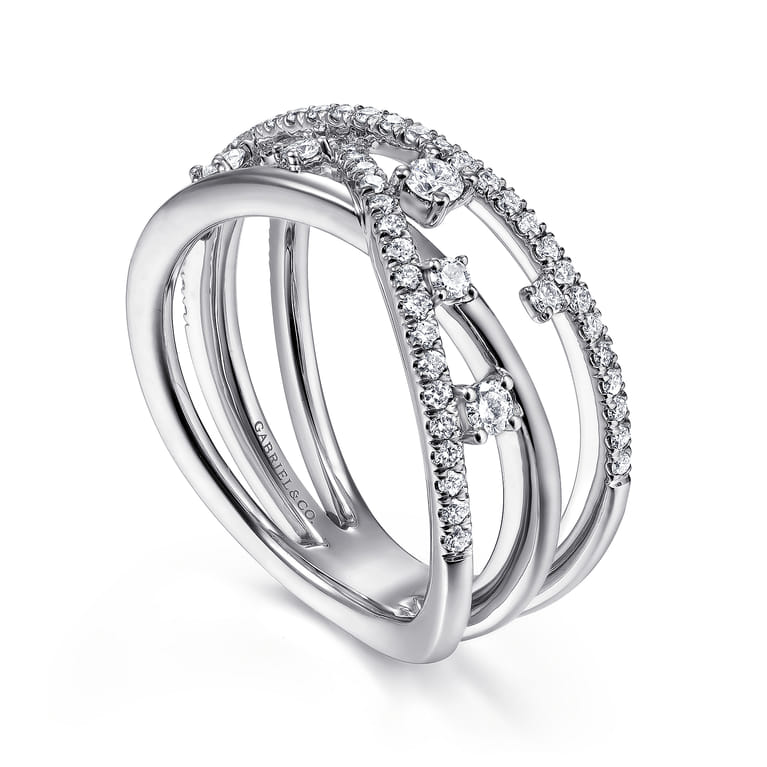 14K White Gold Diamond Criss Cross Ring - 0.5 ct - Shot 3