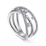 14K White Gold Diamond Criss Cross Ring - 0.5 ct