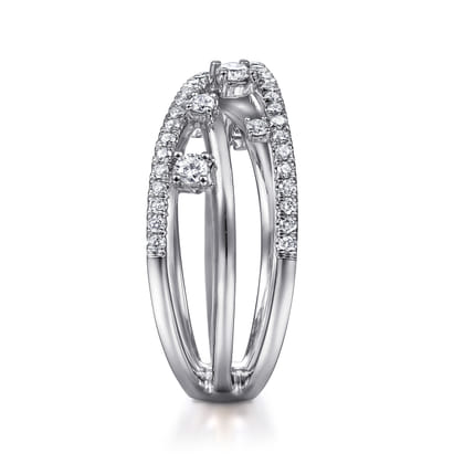 14K White Gold Diamond Criss Cross Ring