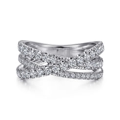14K White Gold Diamond Criss Cross Ring