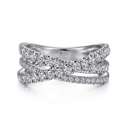 14K White Gold Diamond Criss Cross Ring